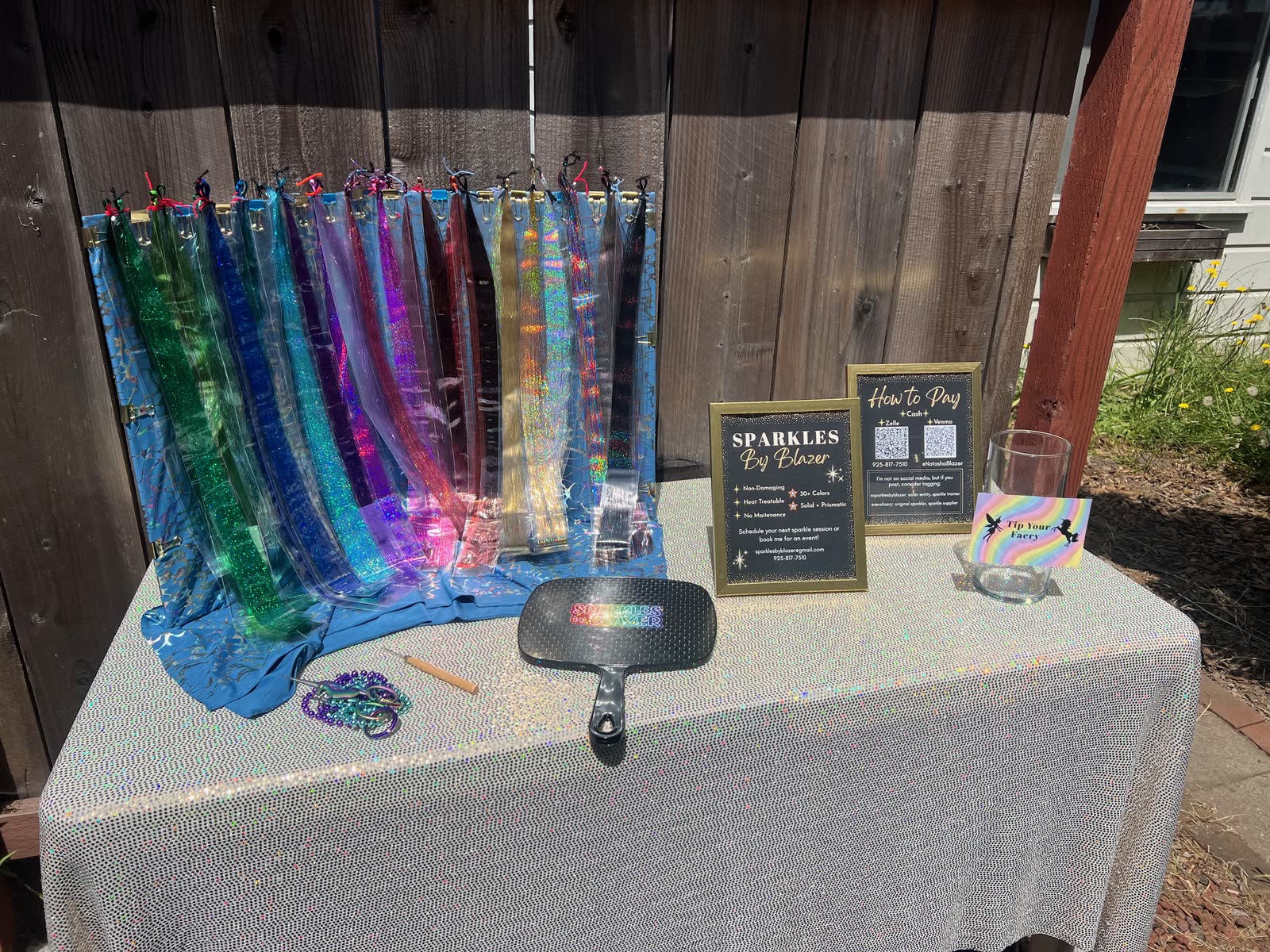 Sparkle station set up outdoors with the full colour rack